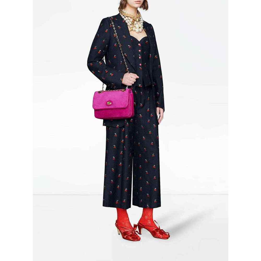 Gucci Marina Small Fuchsia Pink Suede Gold Logo Chain Shoulder Crossbody Bag - Picture 3 of 12